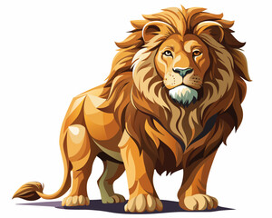 vector of photorealistic sculpture of a lion, white background