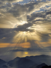 beautiful landscape from babadag mountain to Oludeniz beach in Turkey