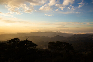 beautiful landscape of rocky mountains and cloudy sky