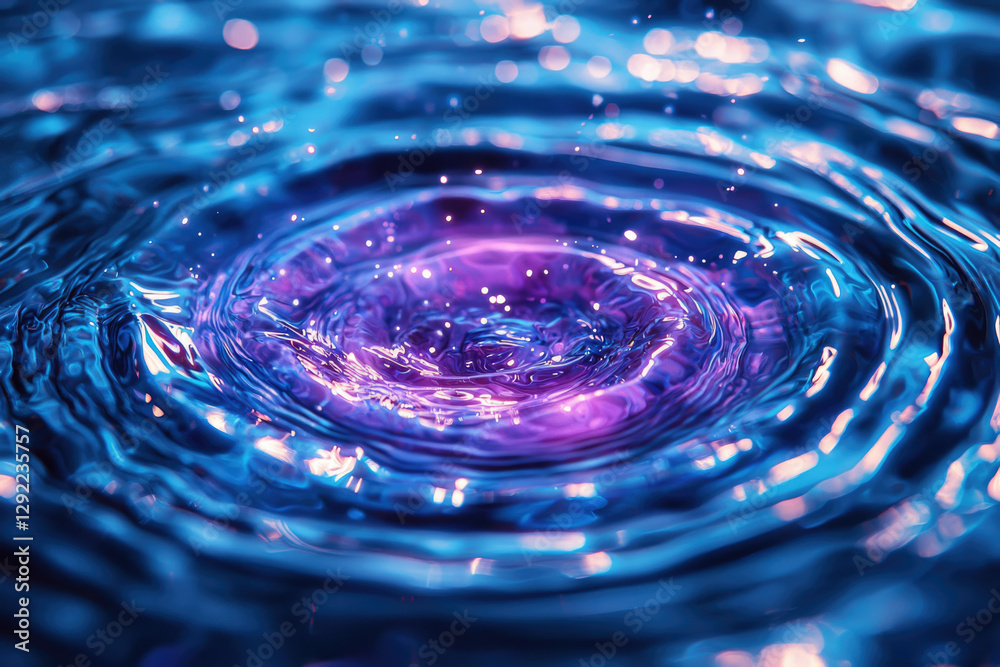 Poster vibrant blue and purple water ripples create a mesmerizing concentric circle pattern.