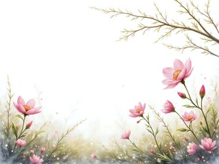 Fototapeta premium Delicate pink flowers against a soft background