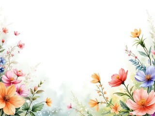 Fototapeta premium Vibrant floral border with soft background