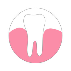 Simple circle icon of tooth and gum