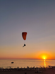 beautiful landscape with a view of the sea flying on a paraglider
