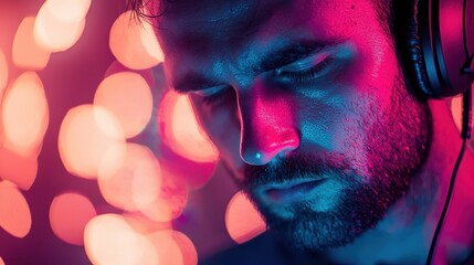 Captivating beats and vibrant lights create a euphoric atmosphere in a lively music session