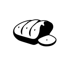 Sliced bread icon - minimalist white and black design.