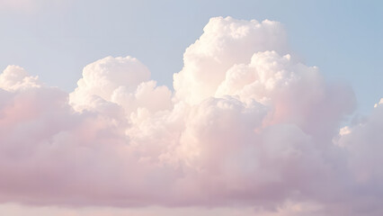 Bright sunny sky with fluffy clouds