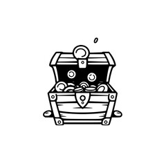 Obraz premium Treasure Chest and Coins: Illustration of an open treasure chest with gold coins.