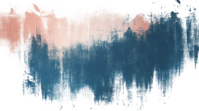 Artistic horizontal banner featuring blue and pink brush strokes, generating textured background with transparent areas for graphic design compositions