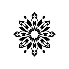 Geometric, Black and White Mandala in White Background, Intricate Detailed Symmetric Floral Design, Abstract Artistic Illustration.