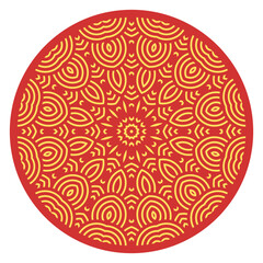 Vector Japanese pattern in oriental geometric traditional style. Festive ornament for lunar chinese new year decoration. Red and golden asian creative motif. Abstract Waves and Circles.