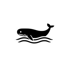 Silhouette of a Whale Floating Above the Water: A Minimalist Black and White Design.