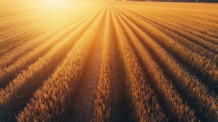 Mesmerizing Aerial View of Golden Wheat Field in Morning Light