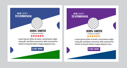 Fototapeta premium Set of editable customer reviews social media template, yellow social media testimonials templates Client or customer testimonial social media post design. Customer service feedback review post