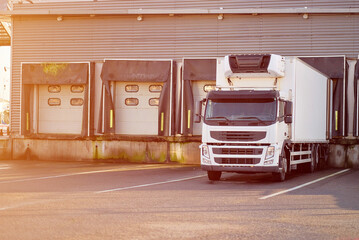 Sustainable Refrigerated Truck at Goods Distribution Center, Cold Chain Logistics and Efficient Supply Chain Transportation
