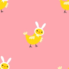 Easter chicken and eggs seamless birds pattern for wrapping paper and fabrics
