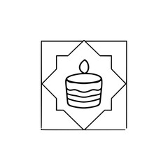 Birthday cake surrounded by the ornament design.