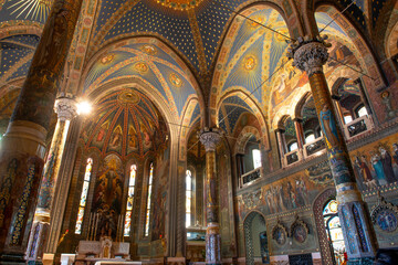 Interior of the Sanctuary of the Lovaresi Saints, with decorations and paintings of artistic value