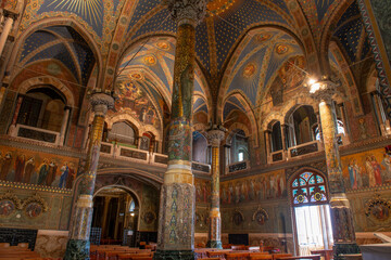 Obraz premium Interior of the Sanctuary of the Lovaresi Saints, with decorations and paintings of artistic value