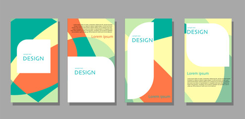 Set of four abstract vector templates with geometric shapes and a modern design.  Ideal for social media posts, stories, marketing materials, and presentations.  Easily customizable and scalable.