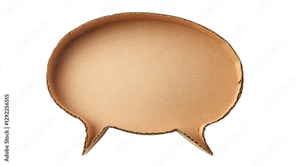 Poster corrugated cardboard speech bubble featuring clean lines, ready for personalized messaging against t