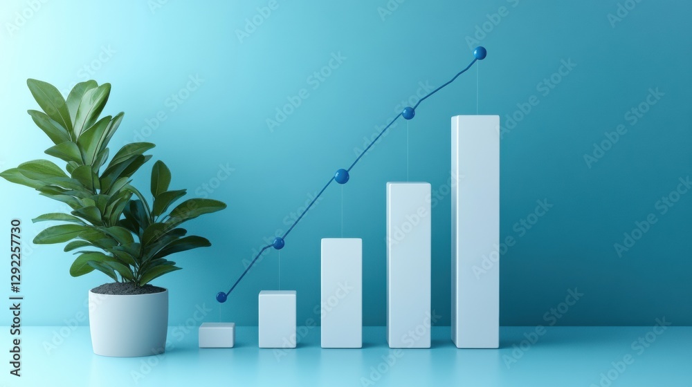 Fototapete Low sales transformed into exponential growth reflected in a before and after bar chart. Generative AI