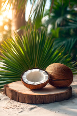 Tropical background with coconut for products