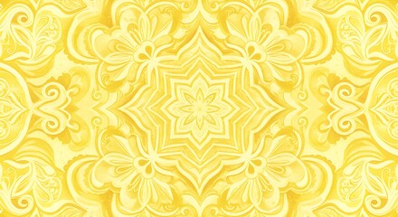 Yellow Floral Pattern Decorative Design Seamless Repeat Ultra HD