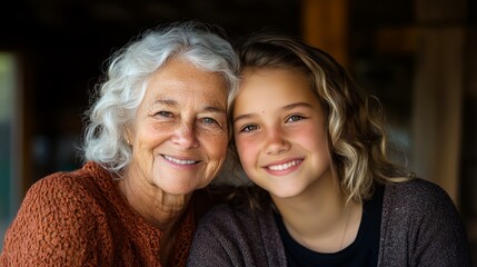 A woman and a girl are smiling at the camera