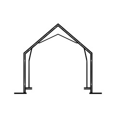 Geometric outline of a stylized building frame, minimalist design, black lines on white background, clean lines and a feeling of simplicity.