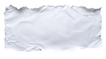 Obraz premium Crumpled white paper sheet, torn edges casting shadows on transparent surface, revealing textural paper complexity