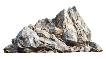 Realistic rock formation isolated on transparent background, ideal for photo manipulations and graphic design projects
