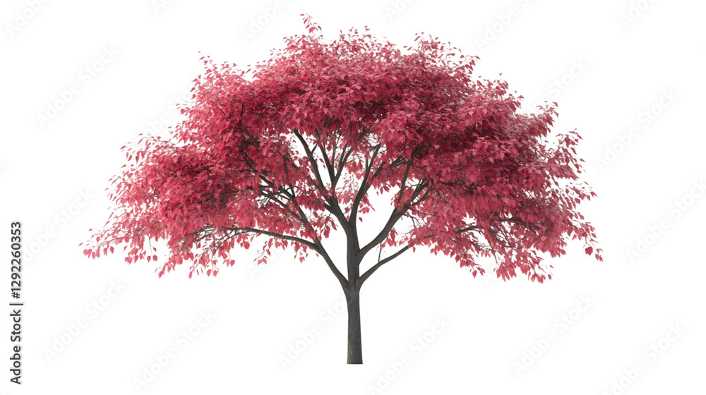 Aufkleber pink tree 3d rendering, translucent background, detailed realistic model for graphic design and arch