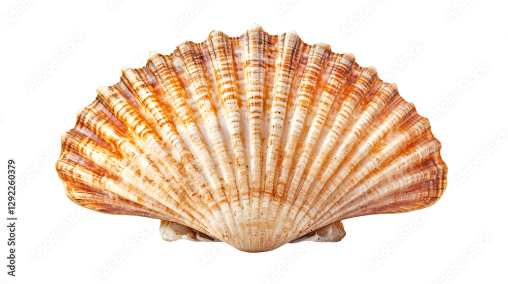 Poster Delicate seashell revealing intricate spiral patterns, highlighting natural texture against transparent backdrop