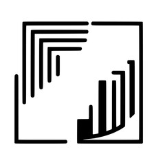 Abstract minimalist composition: A geometric and architectural line drawing featuring a black and white aesthetic.