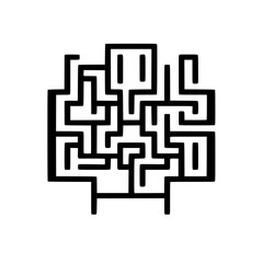 Maze-like Pattern in Bold Black on White Background.