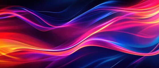 Fototapeta premium Abstract background with vibrant neon glowing waves in red, pink, purple and blue colors Concept of modern technology, energy, and futuristic design
