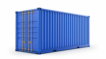 Blue Cargo Container on White Background