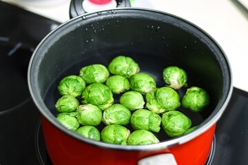 Cooking Brussels sprouts in boiling water