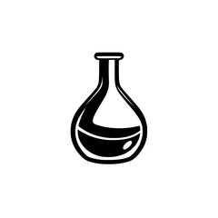 Black and White Minimalist Flask Illustration: A Black and White Image of a Laboratory Flask, Suitable for Educational or Scientific Contexts