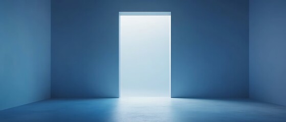 An abstract studio room backdrop showcasing a gradient of dark and soft blue, reminiscent of a cement wall.