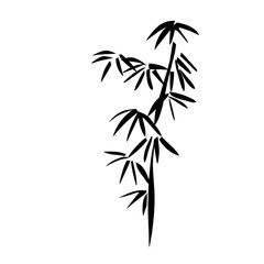 Bamboo leaves black silhouette