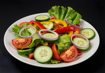 Fresh salad with colorful vegetables for a nutritious meal or healthy lifestyle.
