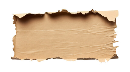 Fototapeta premium Piece of torn cardboard with transparent background creating a blank space for text or design