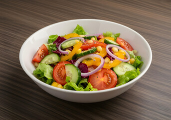 Fresh salad with colorful vegetables for a nutritious meal or healthy lifestyle.
