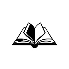 Black and White Minimalist Open Book Illustration.