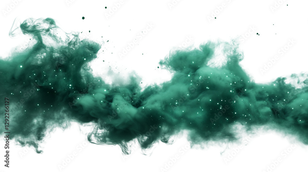 Aufkleber glowing green nebula cloud drifting through starry cosmic space, featuring vibrant particles and eth