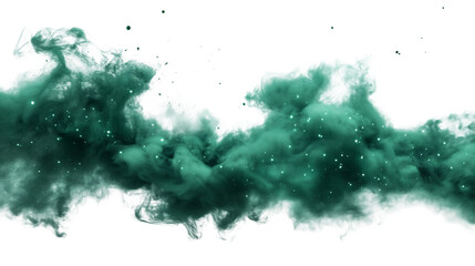 Glowing green nebula cloud drifting through starry cosmic space, featuring vibrant particles and ethereal illumination