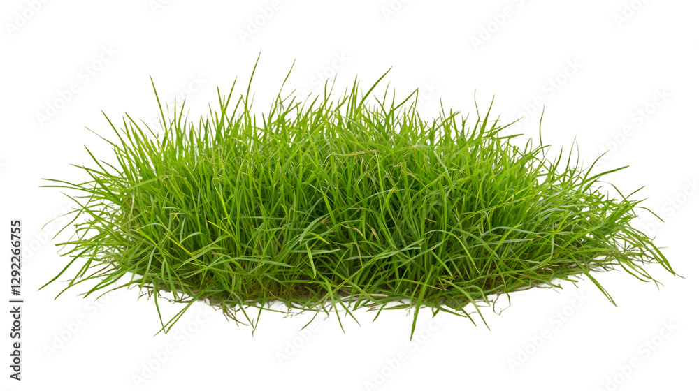 Poster Vibrant green grass tuft isolated on a transparent background, perfect for adding a touch of nature to any design project