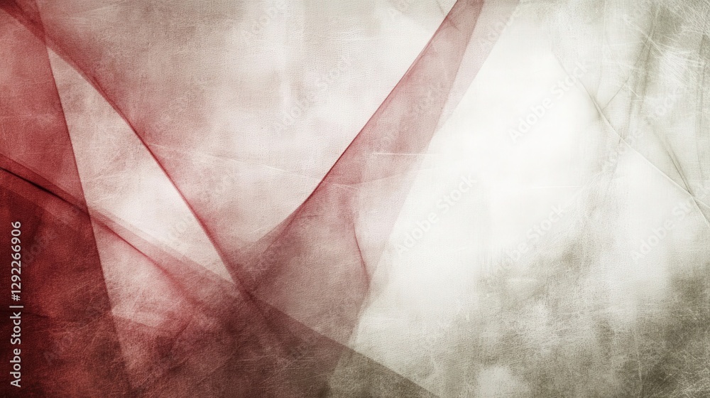 Poster abstract composition of translucent layers in red and white tones creating a serene background